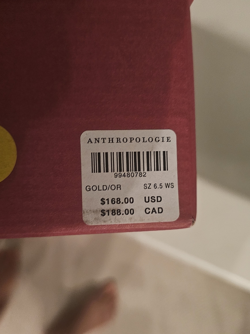 Anthropologie Gold and Burgundy Maeve Knotted Wedge Label